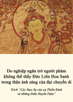 Do nghiệp ngăn trở người phàm không thể thấy Đức Liên Hoa Sanh trong thân ánh sáng của đại chuyển di