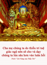 Cha mẹ chúng ta do thiếu trí tuệ giác ngộ nên sẽ cho và dạy chúng ta lún sâu hơn vào luân hồi