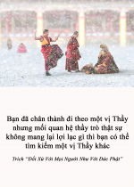 Bạn đã chân thành đi theo một vị thầy nhưng mối quan hệ thầy trò thật sự không mang lại lợi lạc gì thì bạn có thể tìm kiếm một vị thầy khác