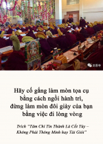 Hãy cố gắng làm mòn tọa cụ bằng cách ngồi hành trì, đừng làm mòn đôi giày của bạn bằng việc đi lòng vòng