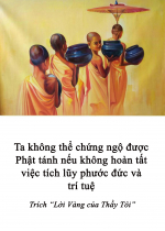 Ta không thể chứng ngộ được Phật tánh nếu không hoàn tất việc tích lũy phước đức và trí tuệ