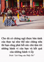 Cho dù có chứng ngộ được bản tánh của thực tại như thế nào chăng nữa thì bạn cũng phải hết sức chú tâm tới những hành vi của bạn và kết quả của những hành vi ấy