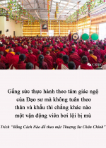 Gắng sức thực hành theo tâm giác ngộ của Đạo sư mà không tuân theo thân và khẩu thì chẳng khác nào một vận động viên bơi lội bị mù
