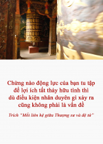 Chừng nào động lực của bạn tu tập để lợi ích tất thảy hữu tình thì dù điều kiện nhân duyên gì xảy ra cũng không phải là vấn đề